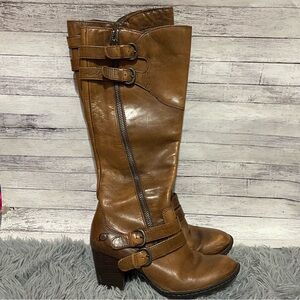 Born Milari Marrone Brown Leather Tall Heeled Boots Womens Size 6.5